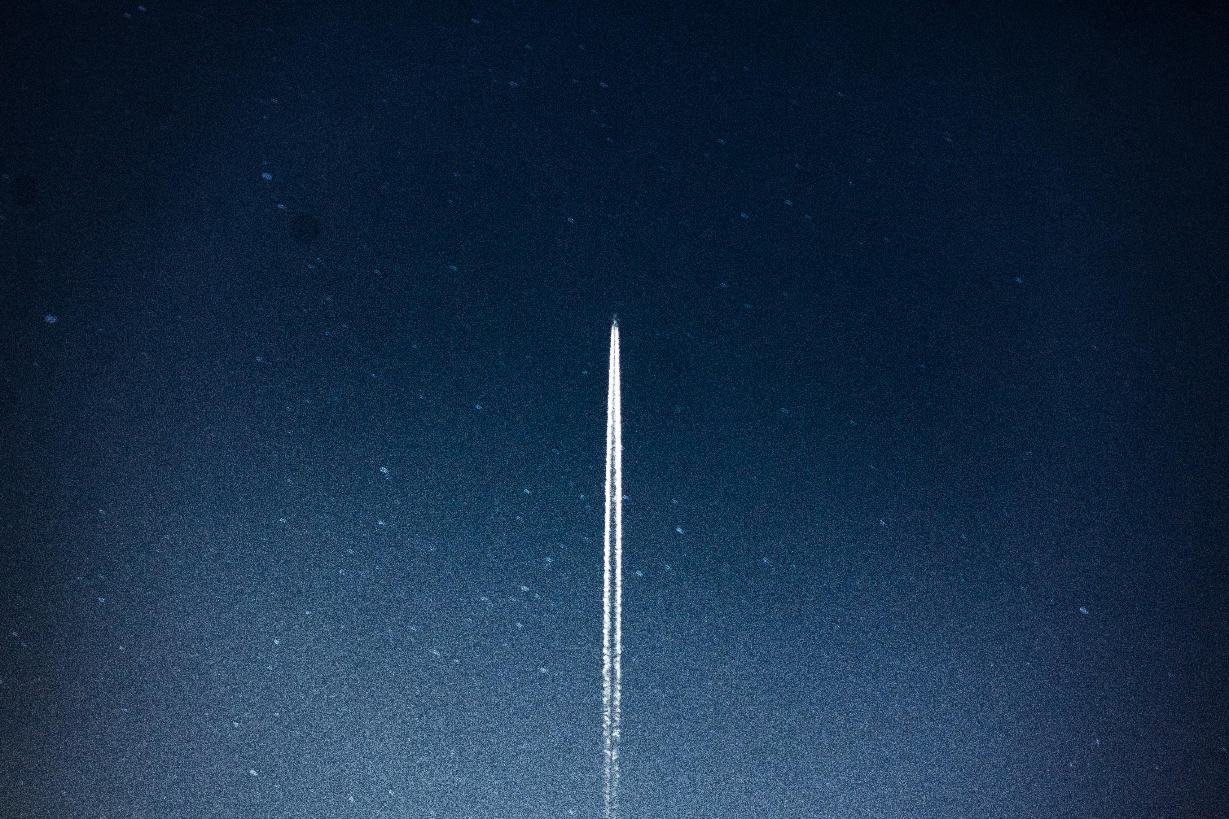 rocket trail in night sky